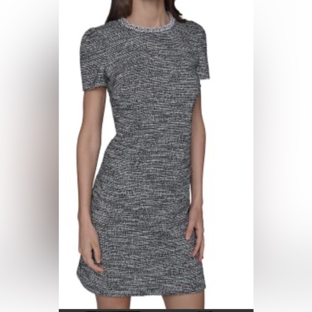 Karl Lagerfeld Paris Heathered Embellished Mini Dress Retail Price $148. SZ 10